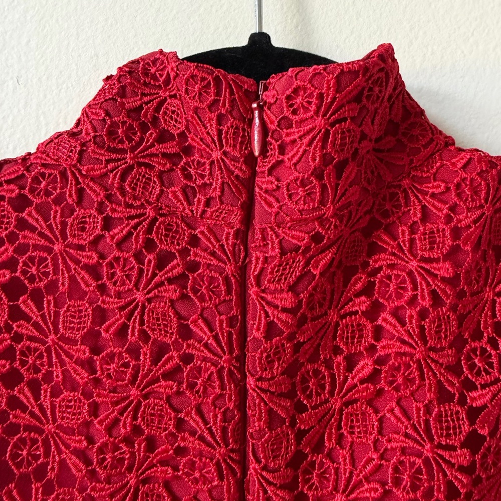 NWT Giambattista Valli Giamba Paris Red Lace Midi Dress Size 6 Ruffle Luxury WOW - Picture 10 of 16